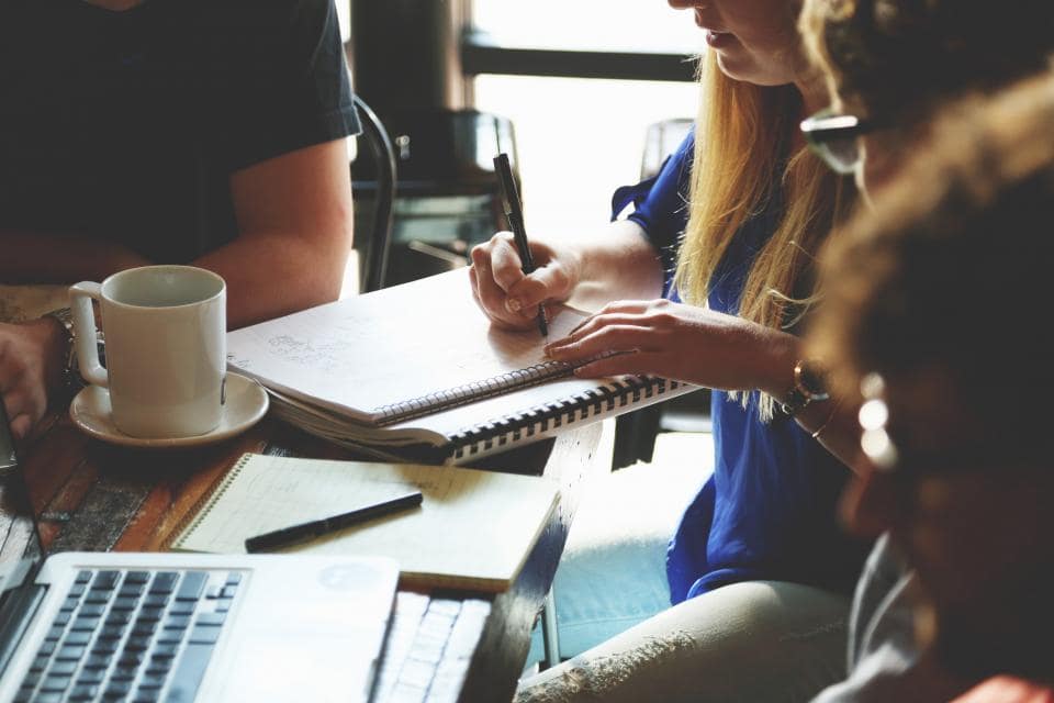 Business team working together in a modern office